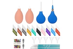 LAMPTOP 164pcs Clay Ceramic Decorative Tools, Pottery Tools Supplies Glaze Precision Applicator Set, Plastic Steel Needles with Adapter, Rubber Ceramic Glaze Extrusion Bottle and Funnels, Paintbrush