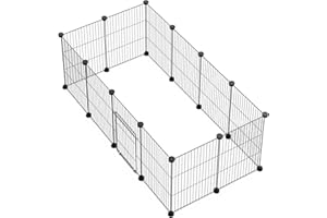 LANGXUN Enclos intérieur en métal Noir pour Petits Animaux, Petits Animaux, Lapins et cochons d'Inde (43 x 32 cm, 12 pièces)