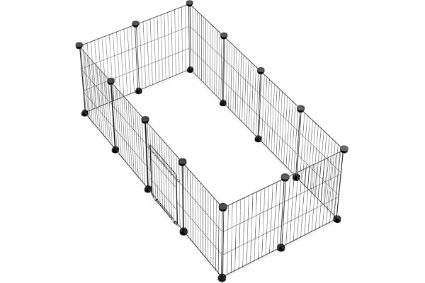 Langxun Bricolage avec Porte Petit Animal Pet Fence, Cage de Lapin, Cage de Cochon d'Inde, Chiot, Chaton Fence, intérieur ou extérieur Portable Treillis métallique Fence(30 * 38 12pcs)
