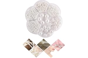 AMBOLIO Cuentas de Perlas para Collares,Perlas Artísticas,Perlas Abalorios Collares,3/4/5/6/8/10 /12mm,para Manualidades, Decoración, Bisutería y Bricolaje,1150 Piezas. (blanco)