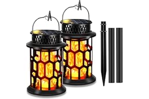 ‎OURLEEME Solarlampen für Außen, Solar Fackeln für Außen Flackernd IP65 Wasserdicht Solar Gartenleuchten für Außen mit Flammeneffekt für Gärten Hinterhöfe Rasen Beleuchtung