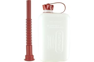 FuelFriend®-BIG CLEAR max. 2,0 litri + Tubo di beccuccio flessibile - tanica con approvazione ONU - perfetta per moto, auto e altro