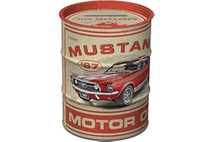 Nostalgic-Art Salvadanai retrò, 600 ml, Ford Mustang – GT 1967 Motor Oil – Idee regalo per amanti Ford, Official License Product (OLP), salvadanaio in metallo, design vintage