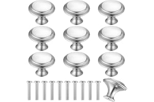 YOUYIDUN 11 Pz Pomelli per Mobili,Rotondo Pomelli Cucina Vintage,Argentato Maniglie e Pomelli per Armadietti,Pomelli per Porte in Acciaio Inox, Argentato Pomelli per Cucina,Pomello per Porta di Armadio Cassett