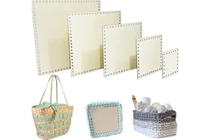 Yayatty 5 PCS Wooden Crochet Bag Bottom, Square Basket Bottom Base Shaper Blank Crochet Base for DIY Basket Craft Weaving Making Supplies