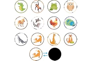 GOSKNOR Magiczna naklejka na siedzenie do nauki korzystania z nocnika, wielokrotnego użytku, do treningu toalety, zmieniające kolory, naklejki na siusiu dla chłopców i dzieci, 24 szt. (Wildlife)