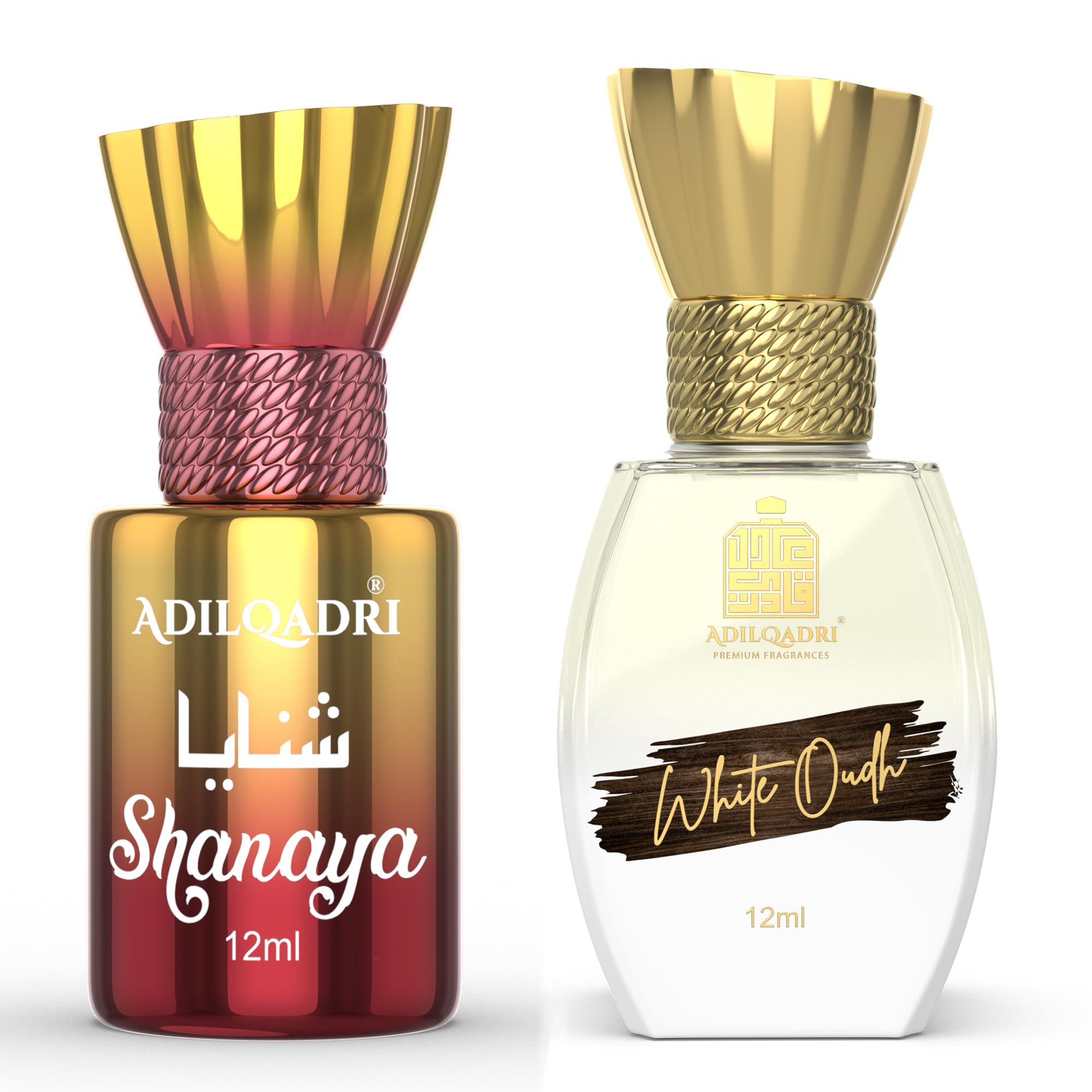 AdilQadri Shanaya & White Oudh Attar Combo | Arabic French & Strong Masculine Scent | Long Lasting Alcohol-Free Roll-On Attar