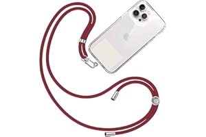TBOC Cordon Collier Laniere Portable [Bordeaux] avec Patch de Fixation [Blanc Ice] et Sangle de Suspension Amovible Réglable et Résistante Compatible avec Toutes les Marques de Téléphone Accessoires