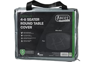 ASCOT GARDEN FURNITURE COVERS Ascot Premium 4-6 Seater Round table cover - 128 (Dia.) X 71(H) cm Modern Grey