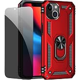iPhone 13 Case Red Protective Case with Clear Glass Screen Protector Anti-Spy