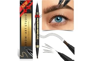 ‎IMETHOD iMethod Microblading Augenbrauenstift - Eyebrow Pencil 2-in-1 Dual-Ended Augenbrauenstift 3-Zinken-Micro-Gabelspitzen-Applikator & präziser Pinselspitze erzeugt natürliche Augenbrauen, Schwarz Braun