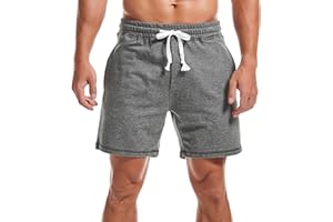 Amy Coulee Mens Sweat Shorts 5.5 Inch Workout Drawstring Cotton Casual Shorts with Pockets