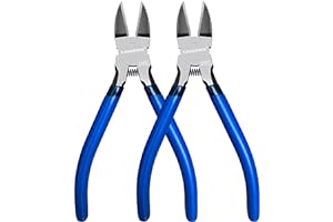 KAIHAOWIN - Confezione da 2 tronchesi a filo diagonale da 16,5 cm, di precisione, ultra affilate, caricate a molla, piccole per la creazione di gioielli, blu