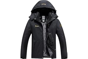 DAFENP Giacca Sci Uomo in Pile Giacca Montagna Trekking Impermeabile Antivento Calda Giubbotto Neve Snowboard Invernale Cappotto con Cappuccio All'aperto