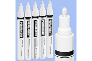 ARTISTRO 5 Oil-Based Permanent Paint Markers - Assorted Sets of Fine and Medium Tip Markers for Wood, Rock, Fabric, Glass, Ceramic, Metal, Plastic, and More - Quick Dry, Waterproof, Permanent, White