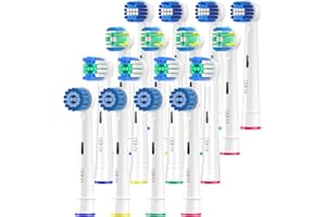 KHBD Recambios Cepillos Compatibles con Braun Oral B Cepillo Eléctrico, 16 Cabezales de Repuesto - Incluye 4 Sensitive, 4 Precision, 4 Floss, 4 DeepCleaning (Blanco)