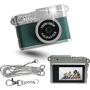 FETACA Mini Digital Camera with Filter Modes, 1080p FHD Video, Flashlight & Keychain | Portable Cute Vlogging Camera for Travel, Gifts & Fun (Green)