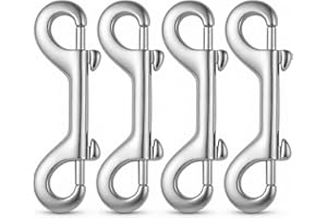 YOLEV 4 Pcs Double Ended Clip, 3.5"Zinc Alloy Double Ended Snap Hooks for Dog Leash, Bucket Hooks, Keychains, Farm & Outdoor Use (Silver)