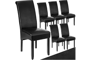 TecTake® Lot de 6 Chaises de Salle à Manger Moderne Chaise Ergonomique Confortable Chaise Design en Cuir synthétique Meuble Salon avec Pieds en Bois pour Salle à Manger, Salon, Coiffeuse, Chambre