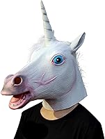 Original Cup - Masque Latex Tête de Licorne de Haute Qualité - Yeux Troués pour Voir Facilement - Fausse Crinière