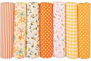 Cafopgrill 7 unids Diferente Patrón Patchwork Tela 100% Algodón Amarillo Batiks Costura Scrapbooking Acolchar Artcraft para Coser Craft Cloth DIY Wallet Cojín Cubierta(50 * 50cm)