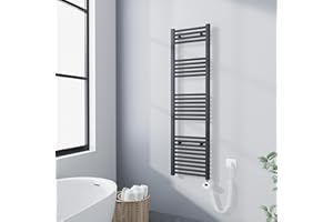 Meykoers Scaldasalviette Elettrico Bagno 140x40 cm, Radiatore portasciugamani per Bagno con termostato Digitale e Funzione Timer, Antracite