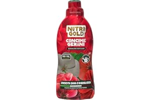 NutriGold® fertilizante Geranios | Abono Específico para Geranios en Maceta o Jardín - Floraciones Abundantes y Colores Vivos - Nutrientes Km0 - Líquido 700g + 50g Gratis