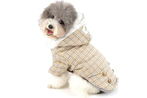 RANPHY Randy Stewart ropa de invierno para perros pequeños con capucha, resistente al viento, algodón acolchado, estilo británico, suave y cálido, con capucha para clima frío, ropa para mascotas