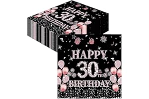 GROVBLE servietten 30. geburtstag,40 Stück Party Servietten für 30. Geburtstag servietten rosegold Papierserviette Mädchen Party Serviette Papier 2-lagig für Erwachsene Geburtstag Tischdeko