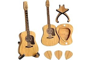 SUNSHINE SMILE Plektren Gitarre Holz,3 Stück Plektrum Gitarren,Plektren,Akustikgitarre Guitar Picks,Holz-Plektrumbox für Akustikgitarre,Premium-Gitarren-Plektrum,Gitarrenplektren,Gitarrenholz Picks Box