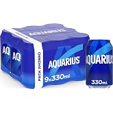 AQUARIUS Lemon, Hydrating Drink with Mineral Salts, Low Calorie, 9 x 330 ml