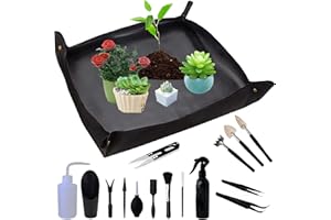 AMBOLIO Tapis de Rempotage,Outils Succulentes,Jardinage Tapis de Plante,Mini Outils de Jardinage, Parfait pour Une Succulente Amateurs de Jardinage,16 Pièces. (Noir 75 * 75)