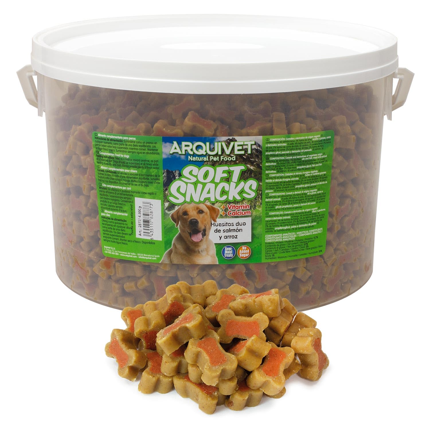 Arquivet Soft Snacks Huesitos Duo de salmón y arroz, 4.8 kg (Paquete de 1)