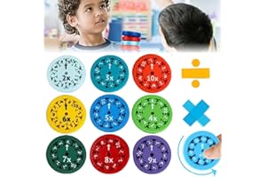 DWFEYOI 9 Stück Mathe Fidget Spinner, Fidget Toys Kinder,Multiplikations Divisions Zahlen Fidget Spinner Spielzeug, Mathe Fakten Spinner Fidget Toys, Lernspielzeug Stressabbau Spinners für Math Games
