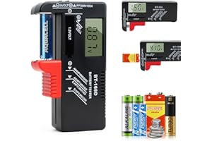 KAWAOLOGY Tester batterie, controllo batterie universale per batterie a bottone AA/AAA/C/D / 9 V / 1,5 V