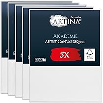 Artina Akademie Set Van 10 Schilderdoeken Canvas 18x24 Cm Spieraam FSC Hout Wit 100 Katoen 280 G M132 814239517