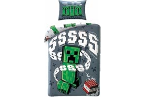 Halantex Minecraft - Juego de cama (140 x 200 cm + 70 x 90 cm, 100% algodón)