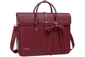 MOSISO Borsa Porta PC Donna,15-15,6 Pollici Laptop in Pelle PU Borsa a Tracolla Convertibile,16 Pollici Borse Messenger Casual Lavoro Viaggio Computer Custodia con Nodo a Fiocco,Vino Rosso