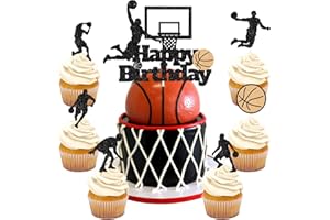 PALASASA 25 Stück Tortendeko Basketball Geburtstag Basketball Cupcake Toppers Glitter Basketball Kuchen Topper Ball Schuss Cake Topper für Kinder Jungen Basketball-Enthusiasten Festival Geburtstag Party Deko