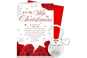 DPKOW Wife Christmas Card Wife Xmas Card Keyring with Envelope, Romantic Xmas Gift form Husband, Stocking Fillers for Her