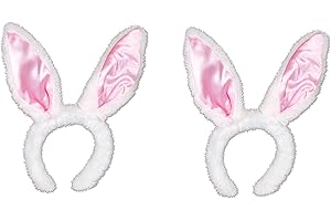 Beistle S40761AZ2 Satin Bunny Ears, Fabric, White/Pink