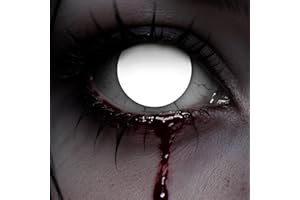 SYNERIX Weiß Kontaktlinsen Halloween 2 Stück (1 Paar), Ohne Stärke Kontaktlinsen Farbig mit Kontaktlinsenbehälter, Vampir Kontaktlinsen, Kontaktlinsen Weiß für Halloween Kostüm als Karneval, Cosplay, Devil