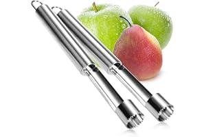COM-FOUR® 2x Vide-pommes en acier inoxydable - vide-pomme pratique avec boucle - coupe-noyau pratique - enlève noyau (002 pièces - vide-pomme - argent)