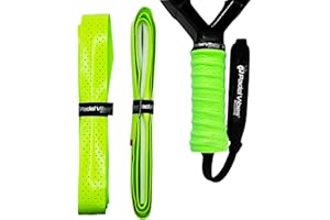 Padel Vibes® BOLD ComfortMax™ Overgrip | Perforated, Ergonomic Overgrips for Padel, Tennis, Badminton, Squash, Racketball | Sweat-Absorbing, Anti-Slip, Durable (3, Lime Green)