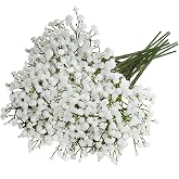 10 White Artificial Flowers Gypsophila, Baby Breath for Wedding Bouquet, DIY Centerpieces and Party Arrangements