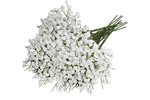 10 St Vit Konstgjord Brudslöja, Baby's Breath Fuskblommor för Brudbuketter, DIY-bordsdekorationer och Festarrangemang