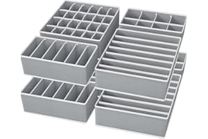 Yucch Set di 8 Organizer Cassetti Intimo, Pieghevole Divisori per Cassetti Biancheria Organizzatore Cassetti per Reggiseni, Mutande, Calze, Cravatte (Grigio)