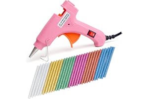 HDAKDDHG Hot Glue Gun,20W Mini Cordless Hot Glue Gun with 60pcs Coloured Glue Gun Sticks,Hot Glue Gun for Crafting,Fast Heating,for Kids Crafts,Christmas DIY,Card, Plastic, Fabric, Home Repairing (Pink)