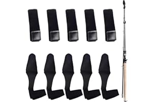 Riceel Rutenbänder Angel, 5 Paar Angelruten Gurte Set Angelrutenhalter Klettbänder Angelzubehör Hohe Elastizität Rutensocke Rutenschutz Elastische Angelrutentaschen