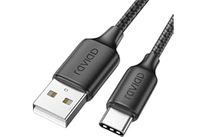 RAVIAD Cavo USB C 1M Ricarica Rapida 3A Nylon Intrecciato Cavo Tipo C Compatibile per iPhone 15/15 Pro/15 Pro Max, Samsung Galaxy S24/S23/S22/S21/S10, Note 20 10, Google Pixel -Nero